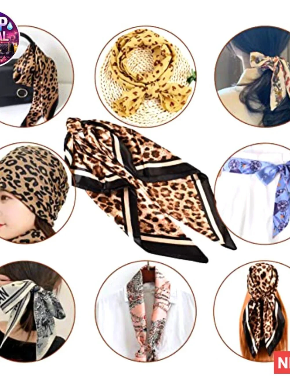 Large Square Silk Like Hair Scarf Head Wrap Satin Bandana